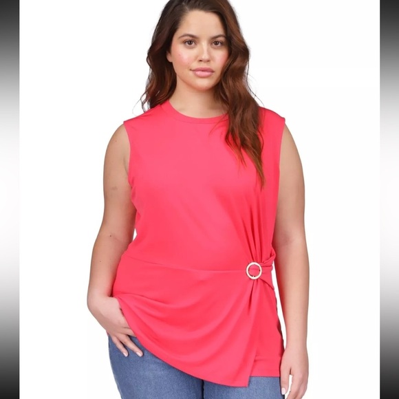 🌷Michael Kors Sleeveless Ring-Trim Top with Gold detailing, Size: XL - Picture 1 of 16